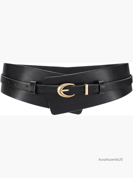 2-in-1 Wide Leather Belt with Detachable Skinny Belt for Dresses main image 6